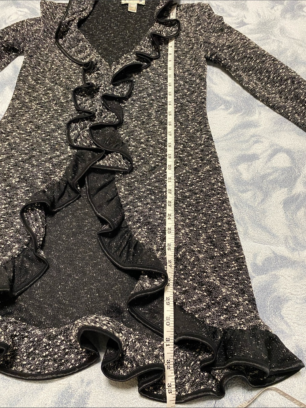 Joseph Ribkoff Black and White Textured Ruffle Jacket - Picture 5 of 6